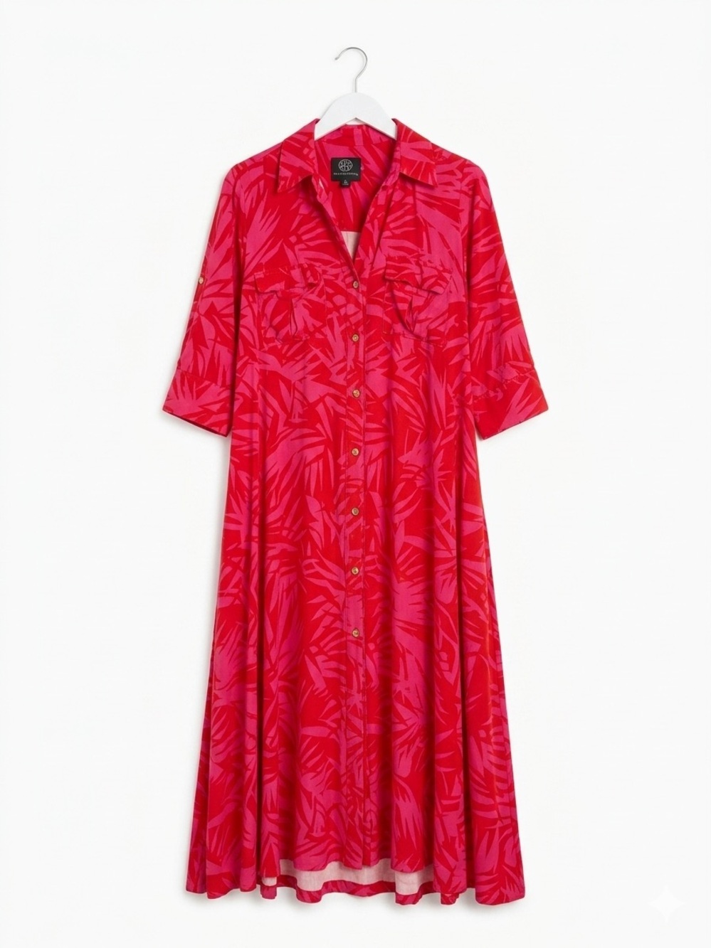 Cecilia Bolocco X Anthro Tropical Print Shirt Dress Vaca Vibes Size XL